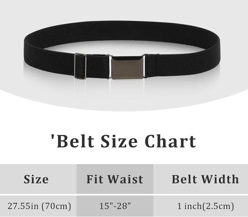 Kajeer Kids Belts 2 Pack for Boys Girls Elastic,Adjustable Silver Square Buckle Boy Toddler Belt for School Uniforms Causal - Image 3